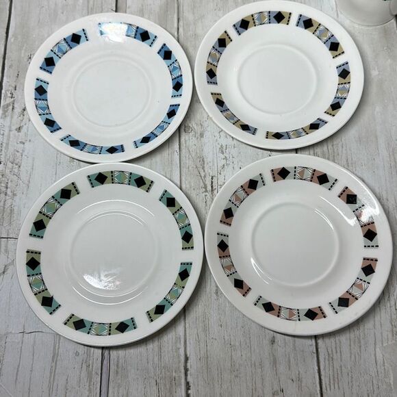 Ridgeway Potteries Royal Adderley Fine Bone China Masquerade 4 Tea Cups Saucers - Picture 6 of 10